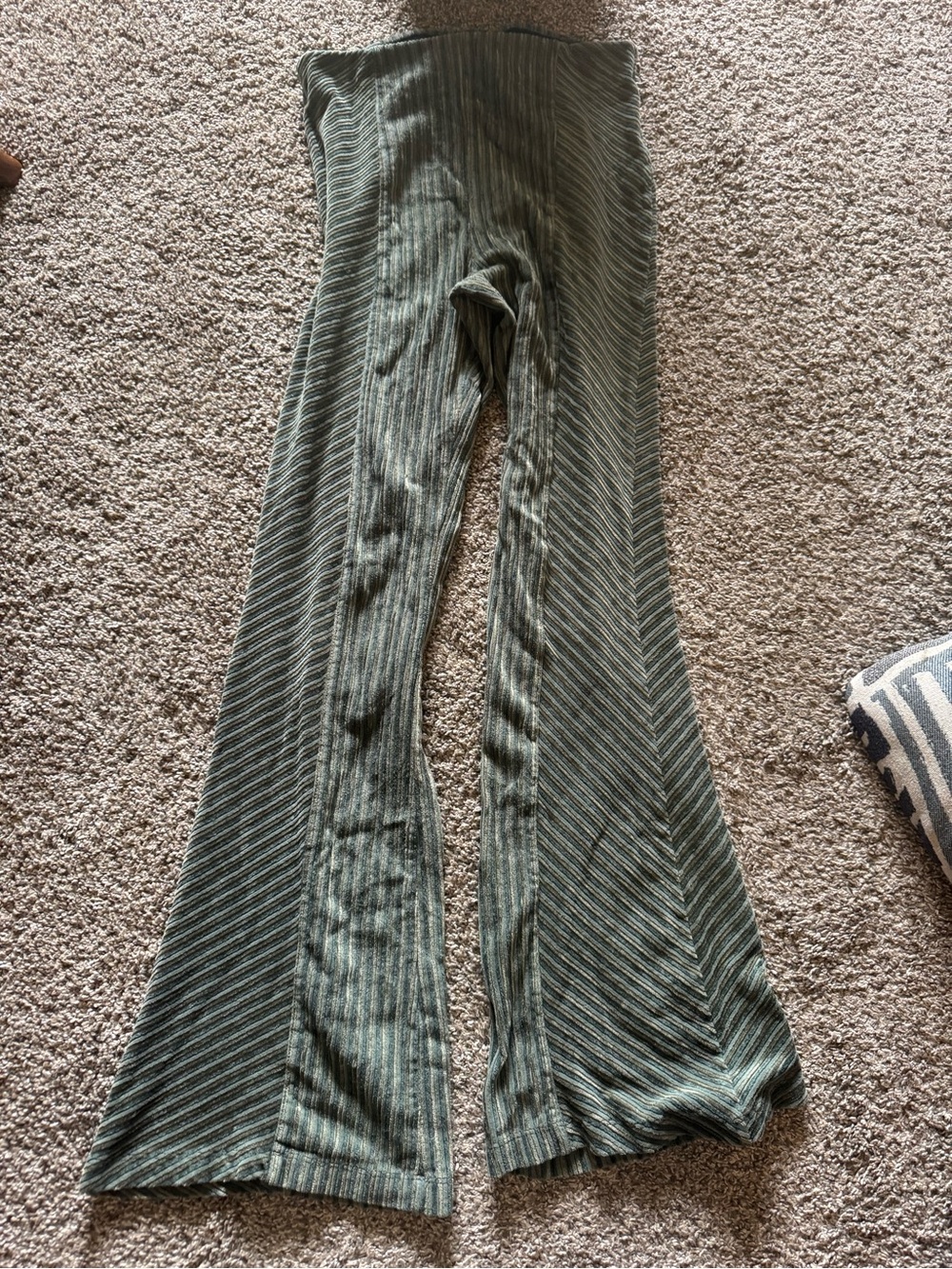 Free People Olive Green Ribbed Flare Pants
